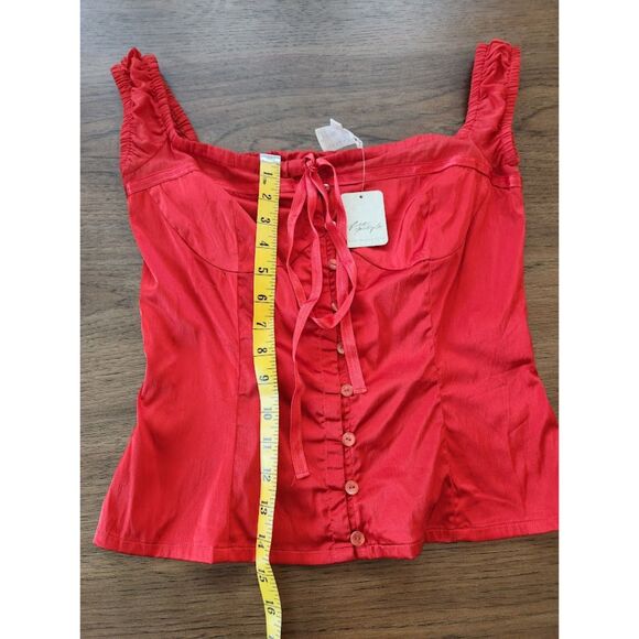 Free People x Brenda King Red Satin Corset Top with Ruched Straps – NWT | Size S - Picture 6 of 9
